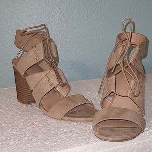 Merona tan laced up heels